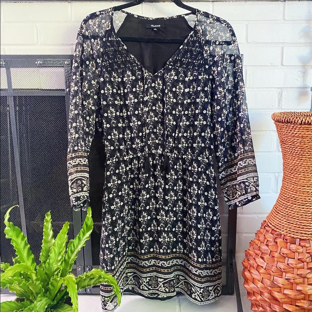 Madewell Woodland Dress in Artisan Floral - Neutral Print 3/4 Sleeve Dress